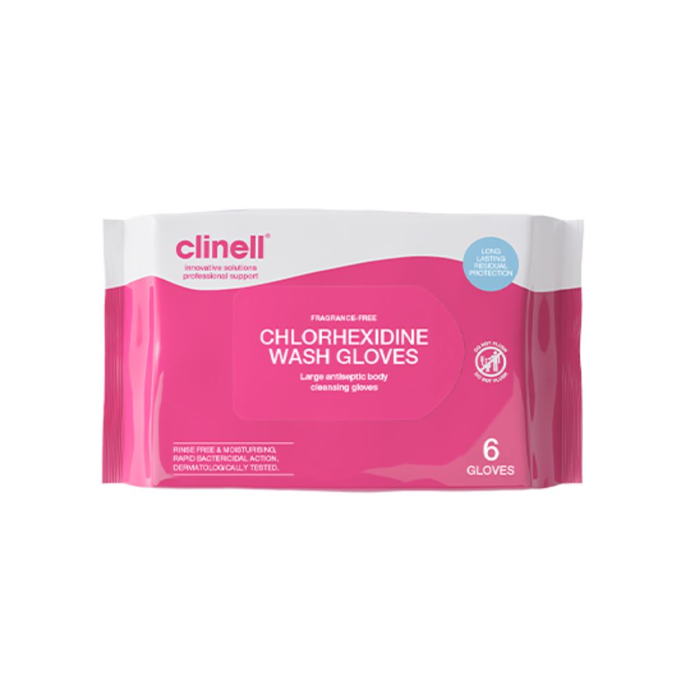 Clinell Chlorhexidine geurvrije washandschoenen, 6 stuks