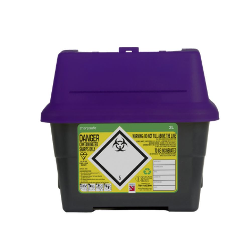 2 Liter Sharpsafe Paarse Afvalcontainer