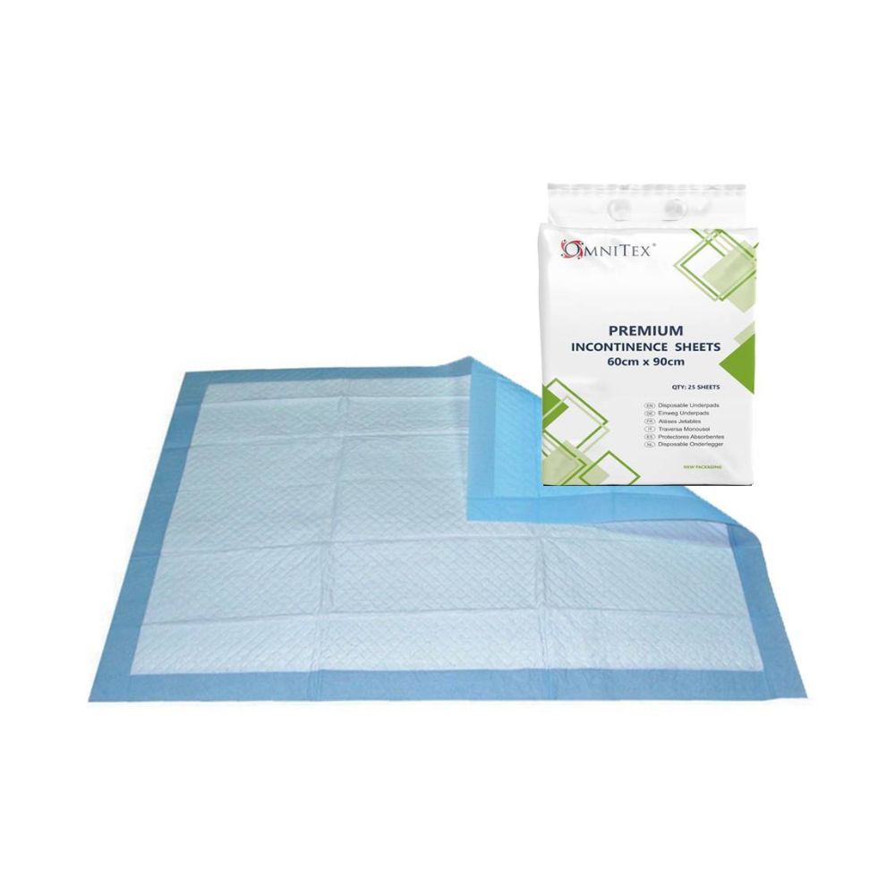 Omnitex 60cm x 90cm Premium Wegwerplakens voor Incontinentie Pack van 25
