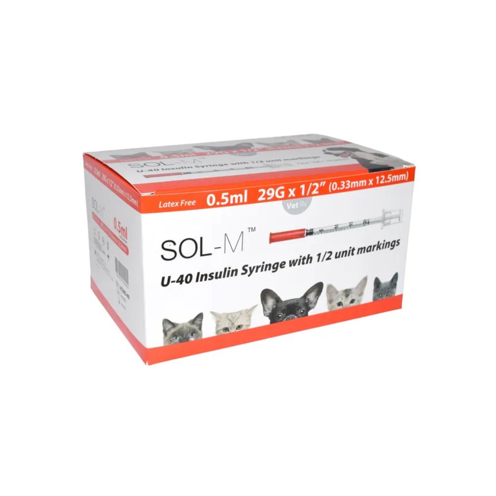 Sol-Vet 0,5 ml 29 g x 0,5 inch U40-spuit met vaste naald