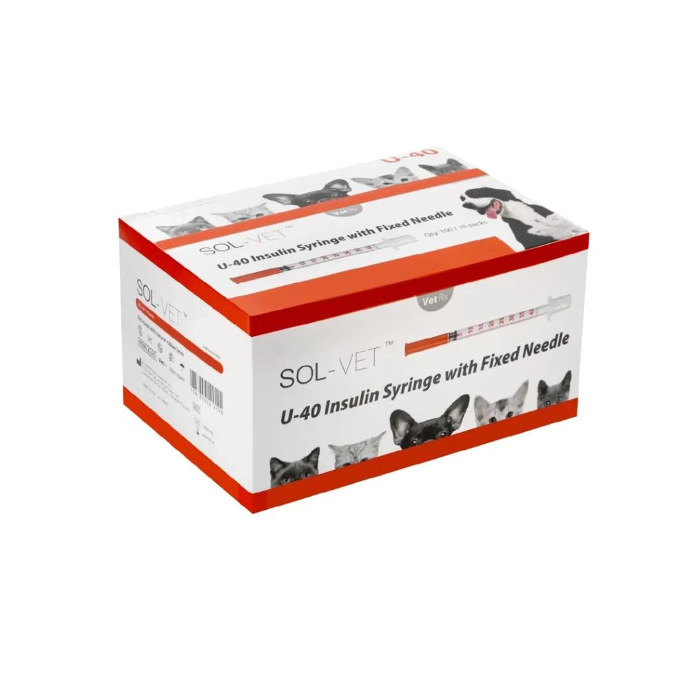 Sol-Vet 1 ml 29 g x 0,5 inch U40-spuit met vaste naald