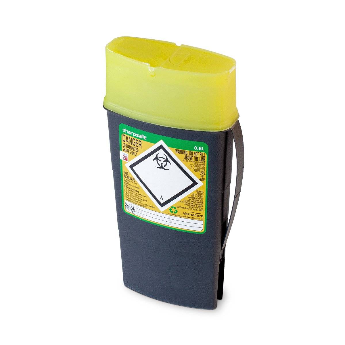 0,6 liter Sharpsafe Gele naaldencontainer