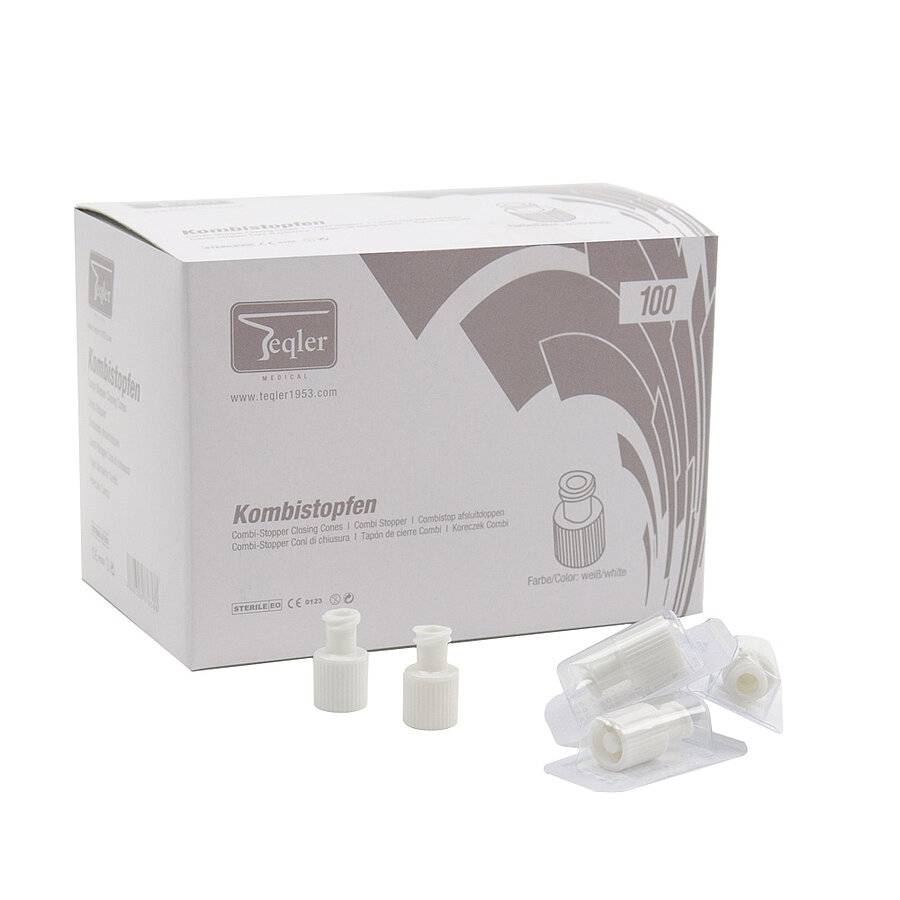 Witte steriele spuitdoppen Combi-stop Luer-fitting