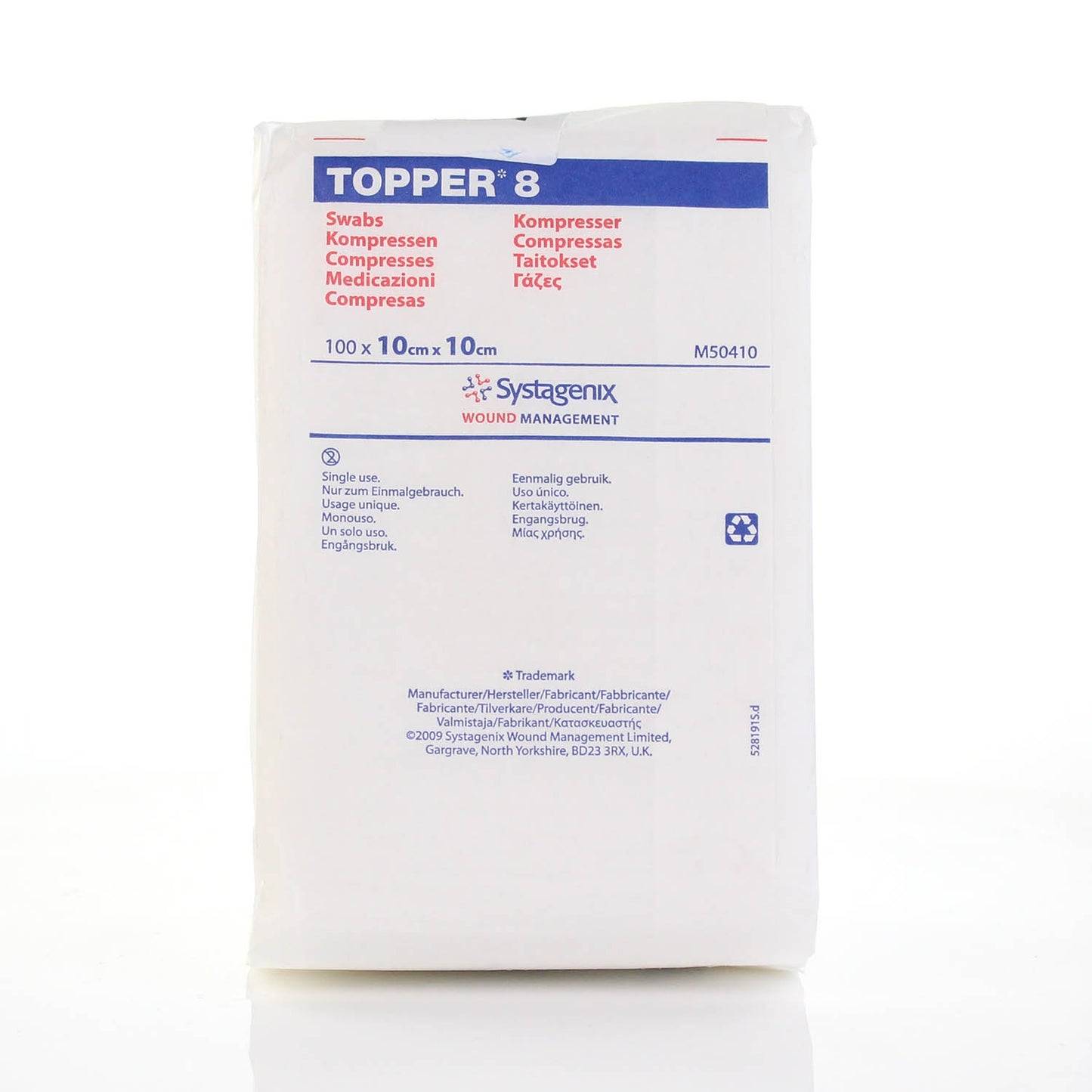 10 cm x 10 cm Topper 8 4-laags niet-steriele wattenstaafjes, verpakking van 100 J&J