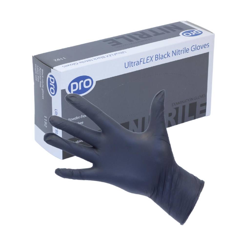 PRO UltraFLEX zwarte nitrilhandschoenen, doos van 100