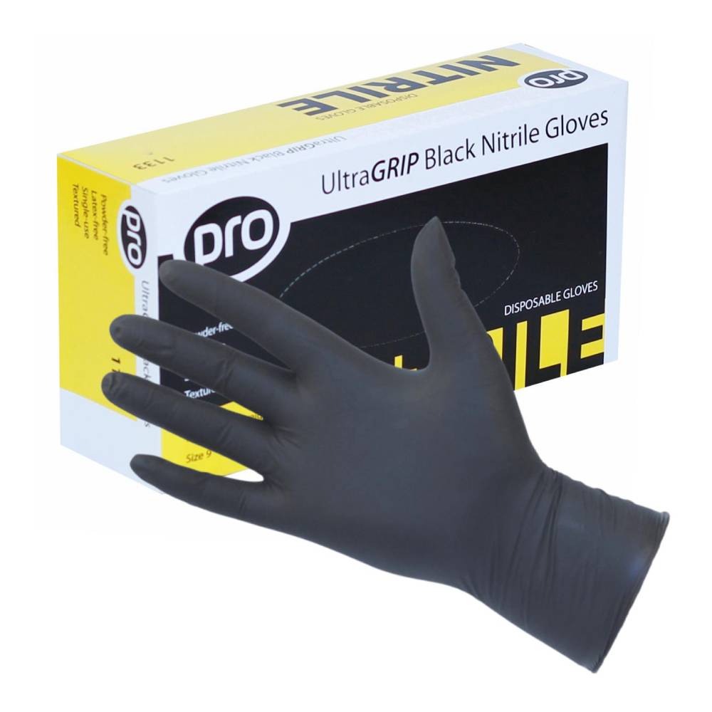 PRO UltraGRIP zwarte nitrilhandschoenen, doos van 100