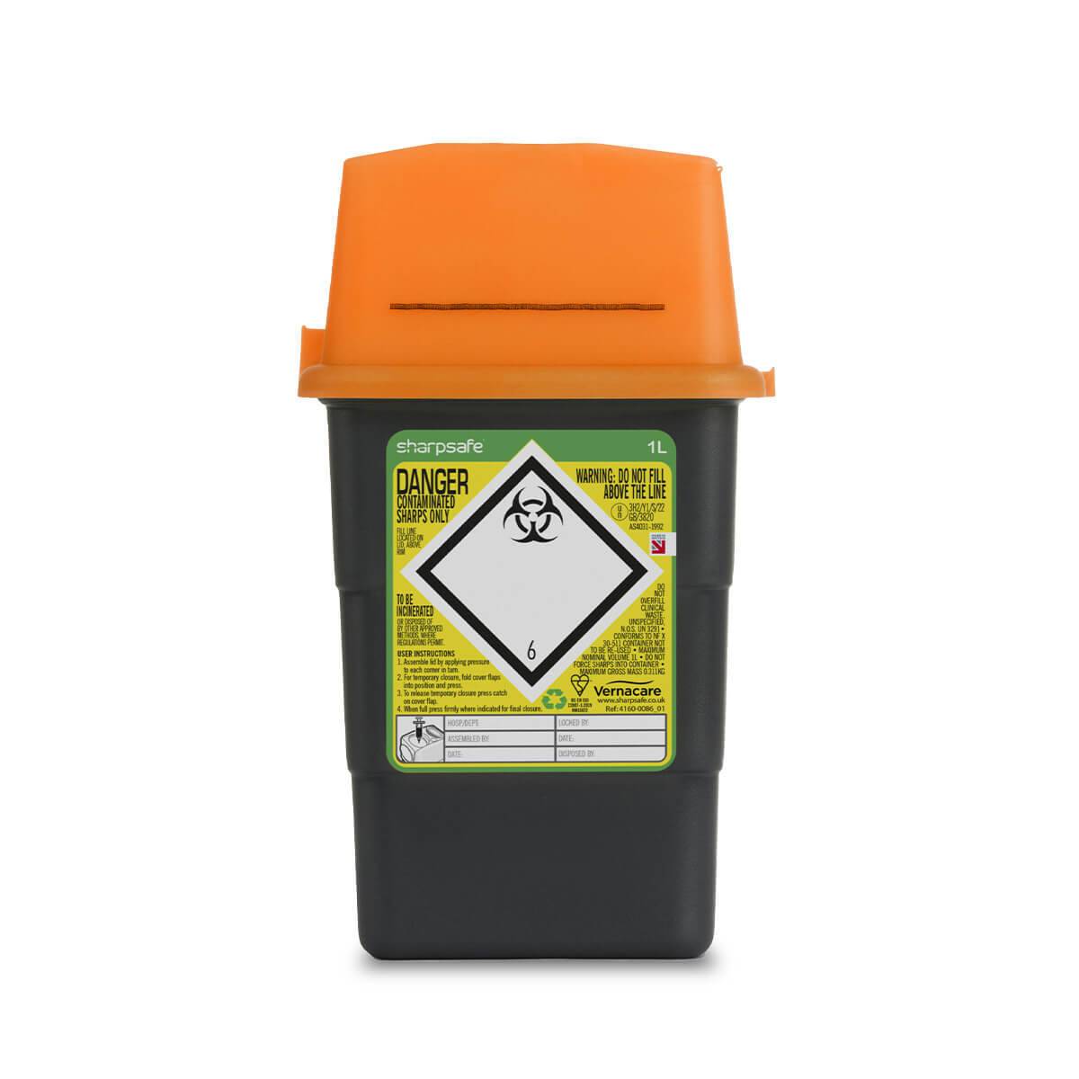 1 Liter Sharpsafe Oranje Afvalcontainer