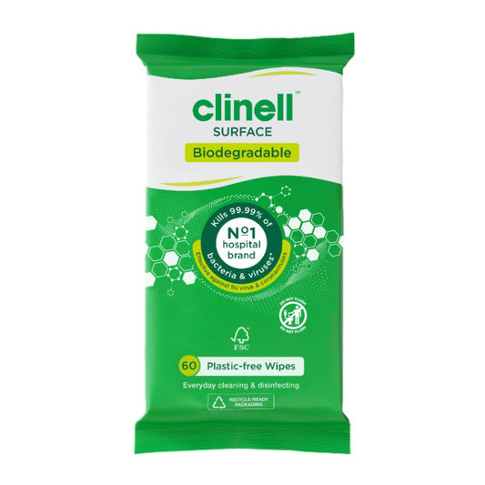 Clinell universele biologisch afbreekbare oppervlaktedoekjes, 60 stuks