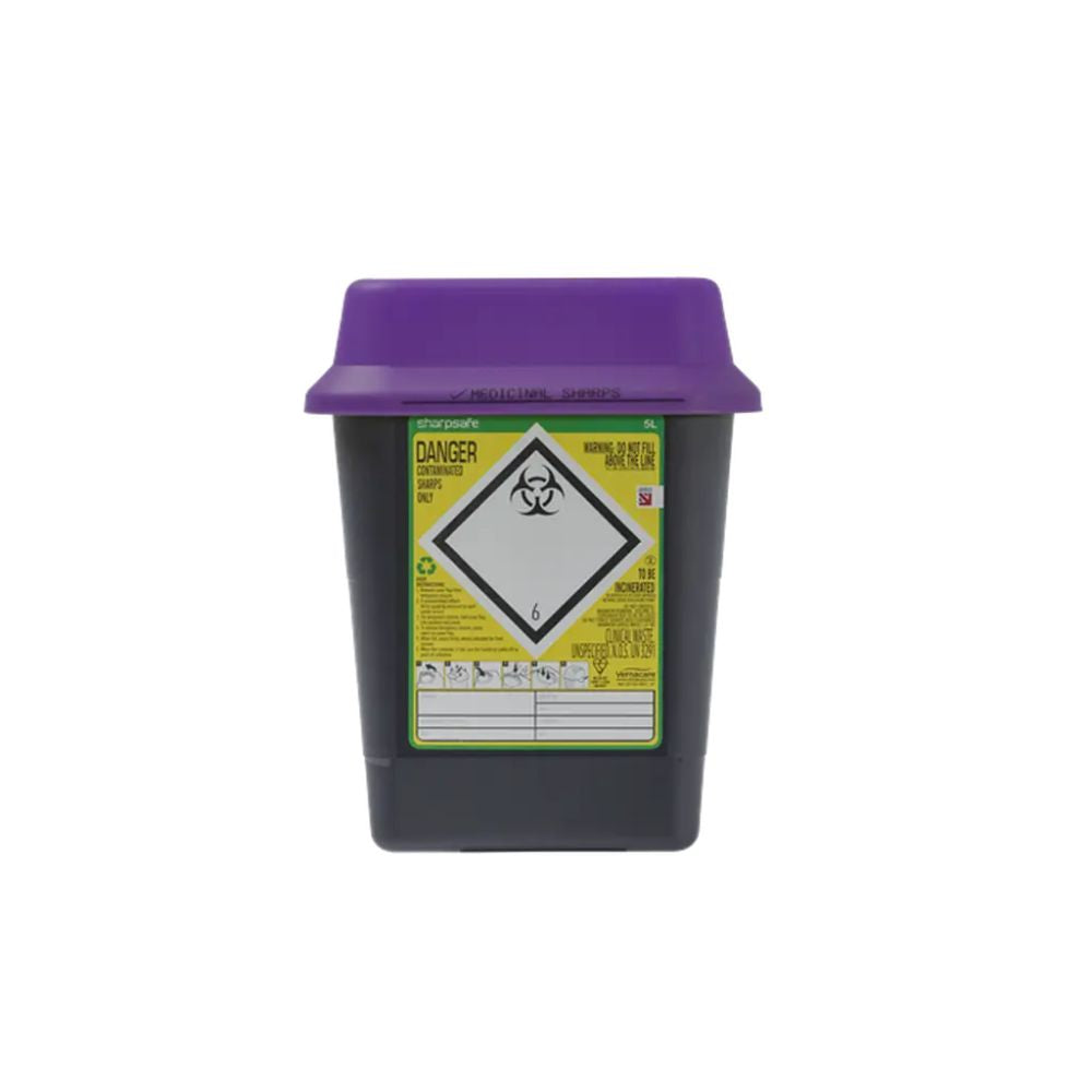 5 Liter Sharpsafe Paarse Afvalcontainer