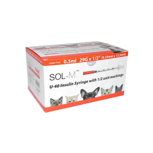 Sol-Vet 0,5 ml 29 g x 0,5 inch U40-spuit met vaste naald