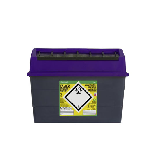 24 Liter Sharpsafe Paarse Afvalcontainer voor Scherpe Voorwerpen