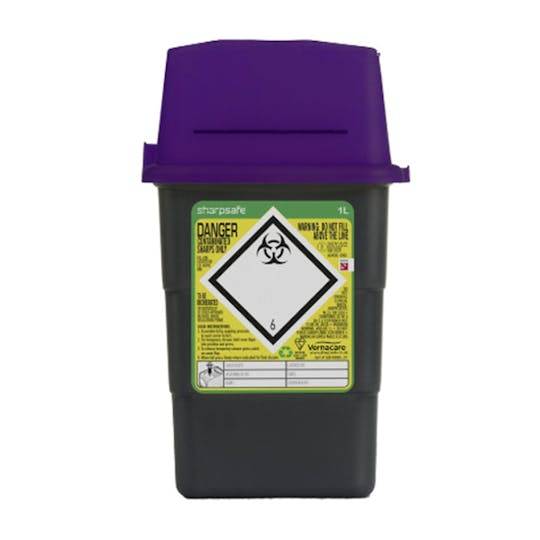 1 Liter Sharpsafe Paarse Afvalcontainer