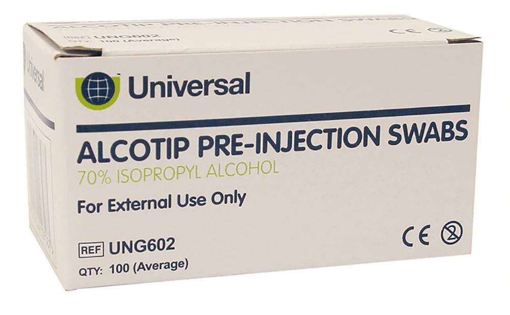 Universele Alcotip pre-injectie-wattenstaafjes 70% alcoholdoekjes