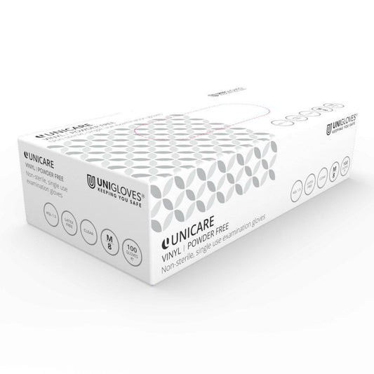 Unicare onderzoekshandschoenen van transparant vinyl (EN455) 100 handschoenen per doos