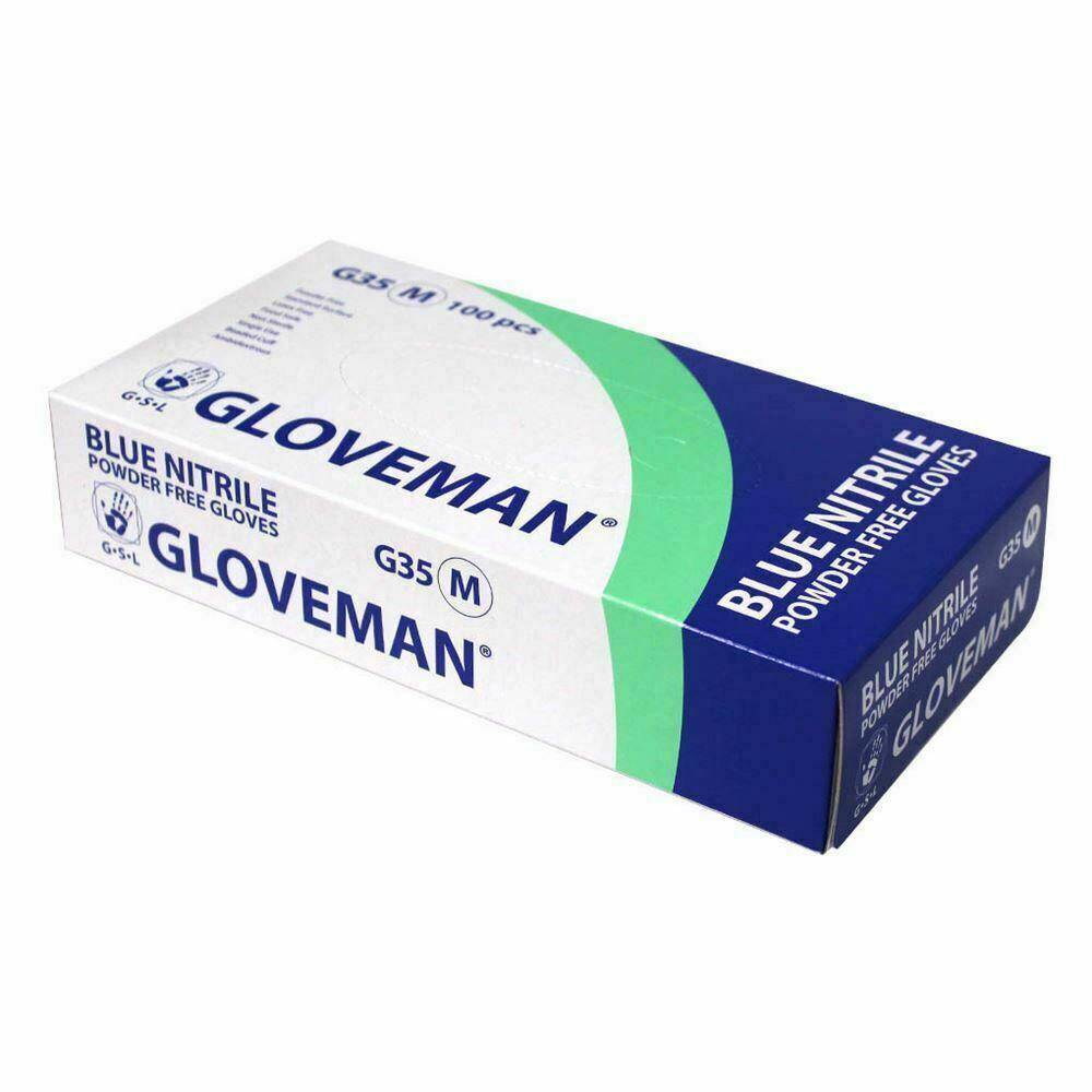 Gloveman Blue Nitril Poedervrije Handschoenen Doos 100