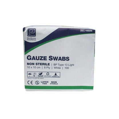 Premier Gauze Swabs: 10cm x 10cm 8 lagen x 100