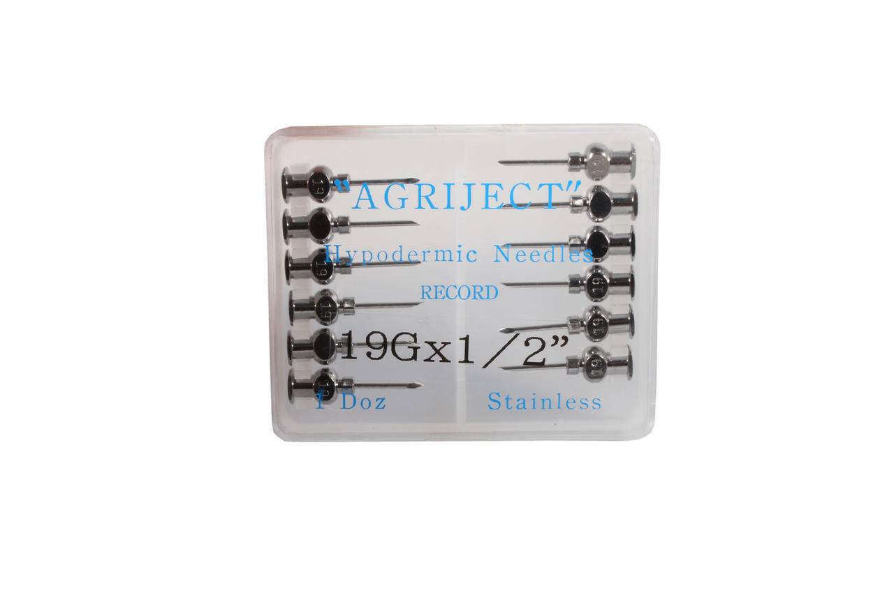 19 g 1/2 inch Agriject Record Fit-naalden x 12