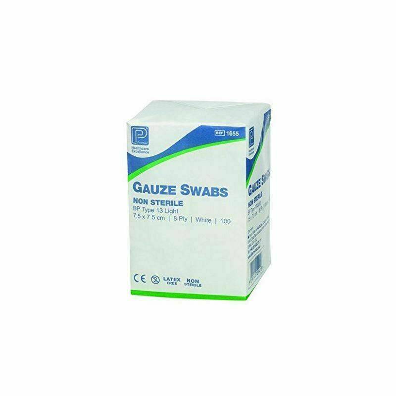 Premier Gauze Swabs: 7,5 cm x 7,5 cm 8 lagen x 100