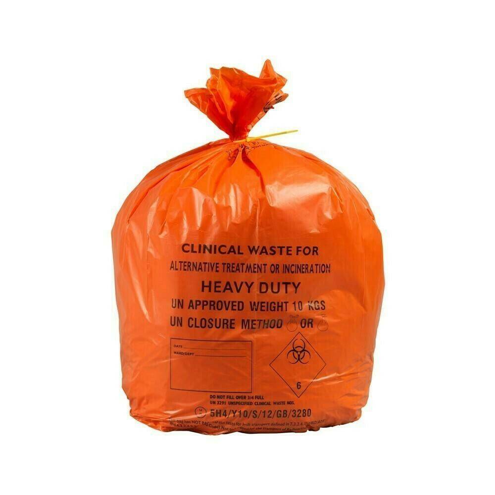 Oranje klinische afvalzakken van 20 liter, rol van 50