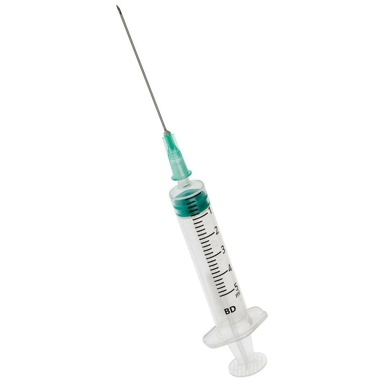 5 ml + 21 g 1,5" BD Emerald Luer Slip-spuit en naald