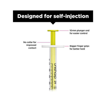 Unisharp 1ml 0.5 inch 29g Yellow Unisharp Syringe and Needle u100 UF29Y UKMEDI - UK Medical Supplies