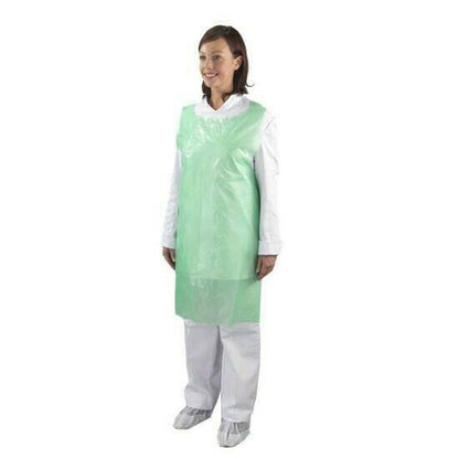 Green Disposable Polythene Aprons x 100 EGA UKMEDI.CO.UK