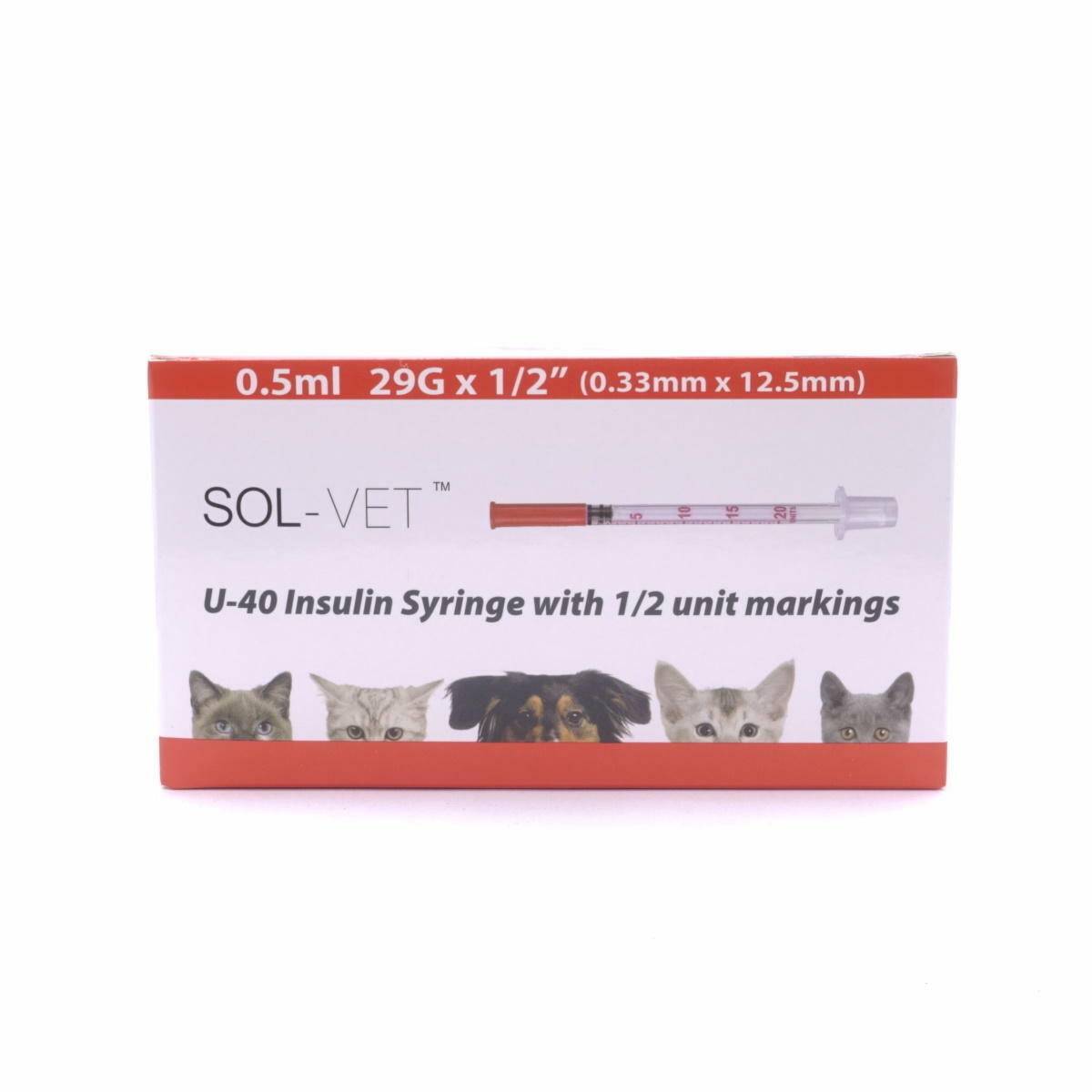 Sol-Vet 0,5 ml 29 g x 0,5 inch U40-spuit met vaste naald