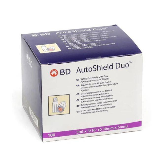 30 g x 5 mm BD AutoShield Duo-pennaalden, doos van 100