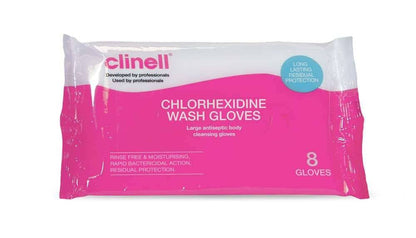 Clinell chloorhexidine washandschoenen, set van 8 handschoenen
