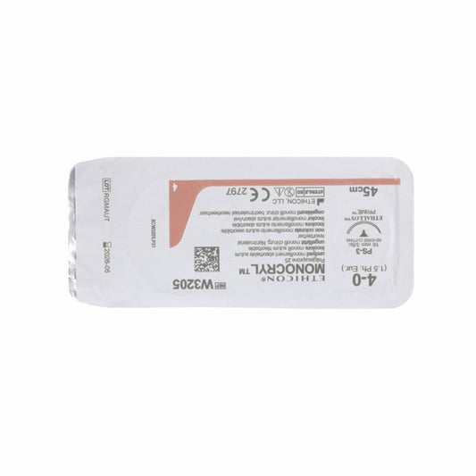 Monocryl hechtdraad 16mm 45cm 4-0 1.5 Ongeverfd