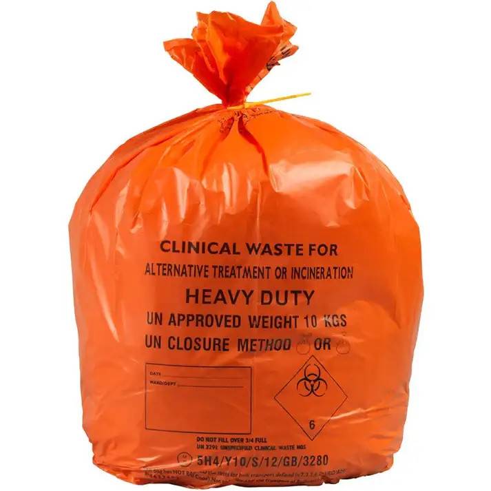28 x 38 inch oranje klinische afvalzakken, rol van 25 liter, 90 liter