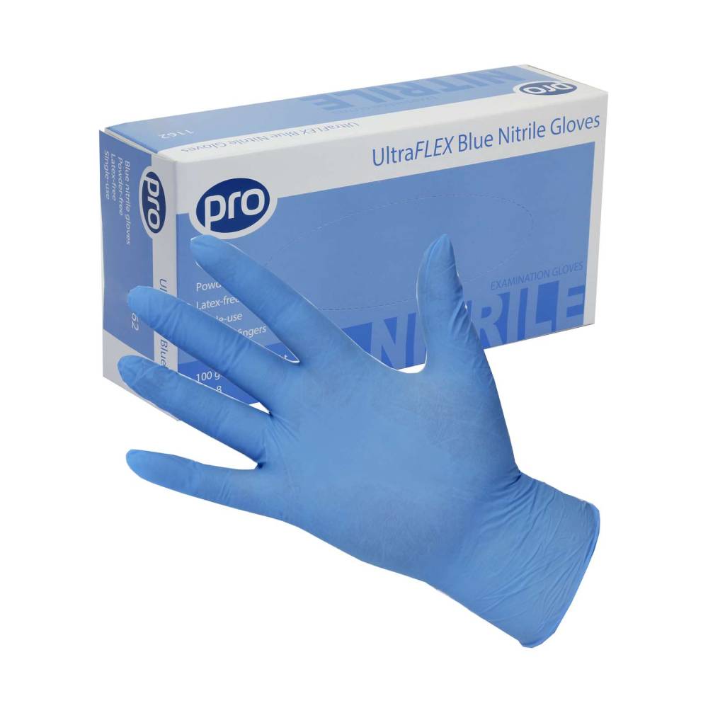 PRO UltraFLEX Blue Nitrile Gloves Box of 100