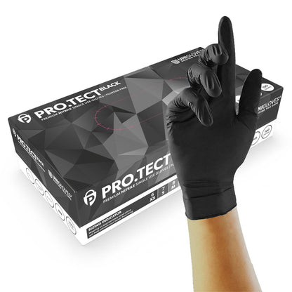 PRO.TECT Black Nitrile Gloves Box of 100