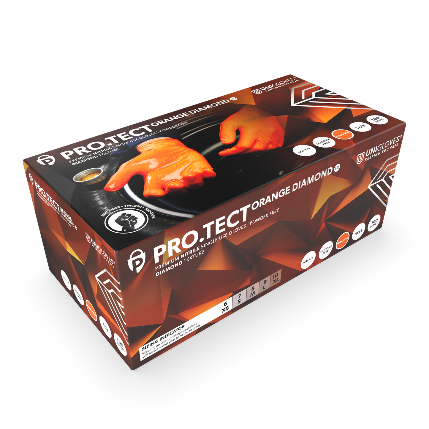 PRO-TECT Orange Diamond HD Nitril Handschoenen Doos van 100