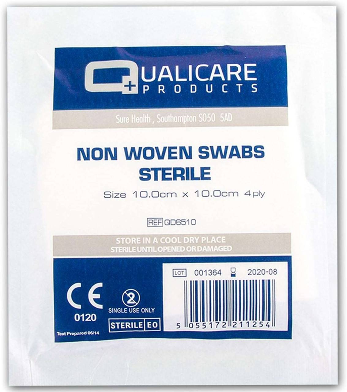 10 cm x 10 cm 4-laags niet-geweven steriele swabs 5 stuks