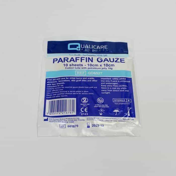 Steriel paraffinegaasverband 10 cm x 10 cm (10 stuks)