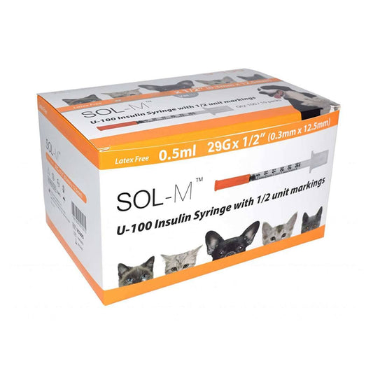 Sol-Vet 0,5 ml 29 g x 0,5 inch U100 spuit met vaste naald