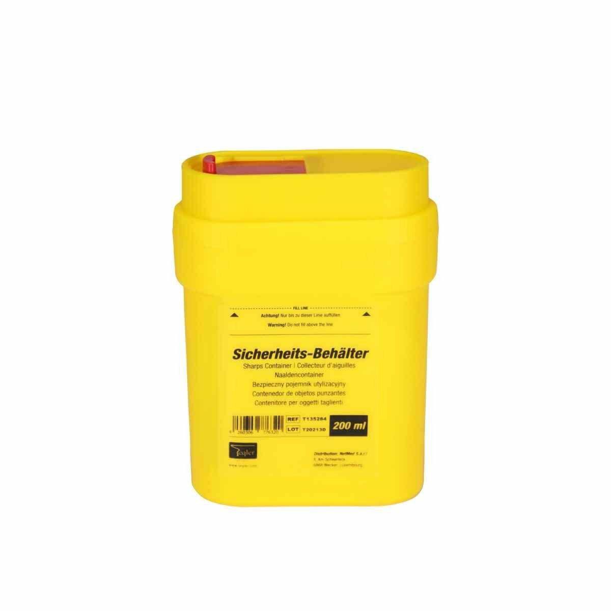 200ml Teqler Yellow Sharps Bin - UKMEDI