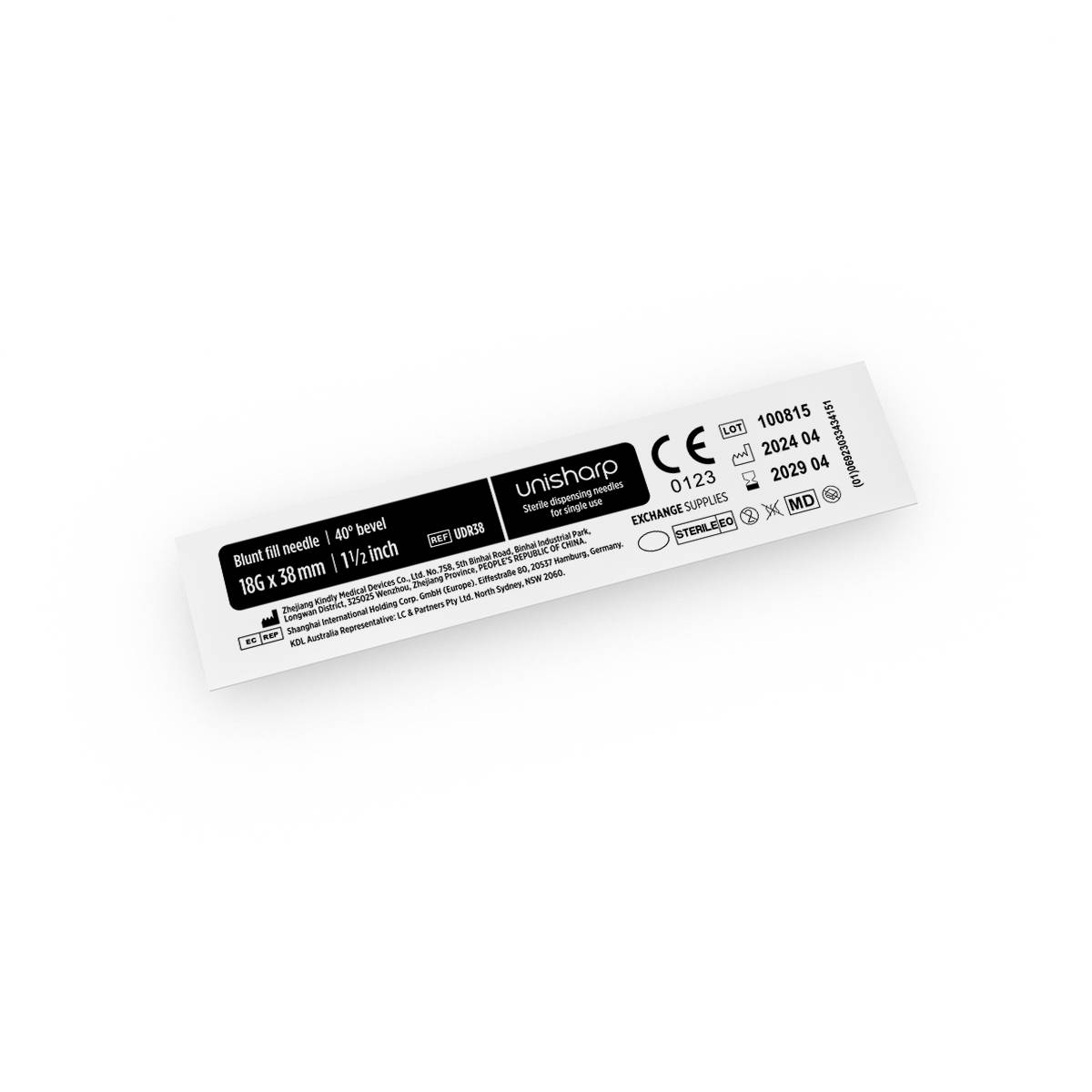 Unisharp 18G Rode Stompe Naald