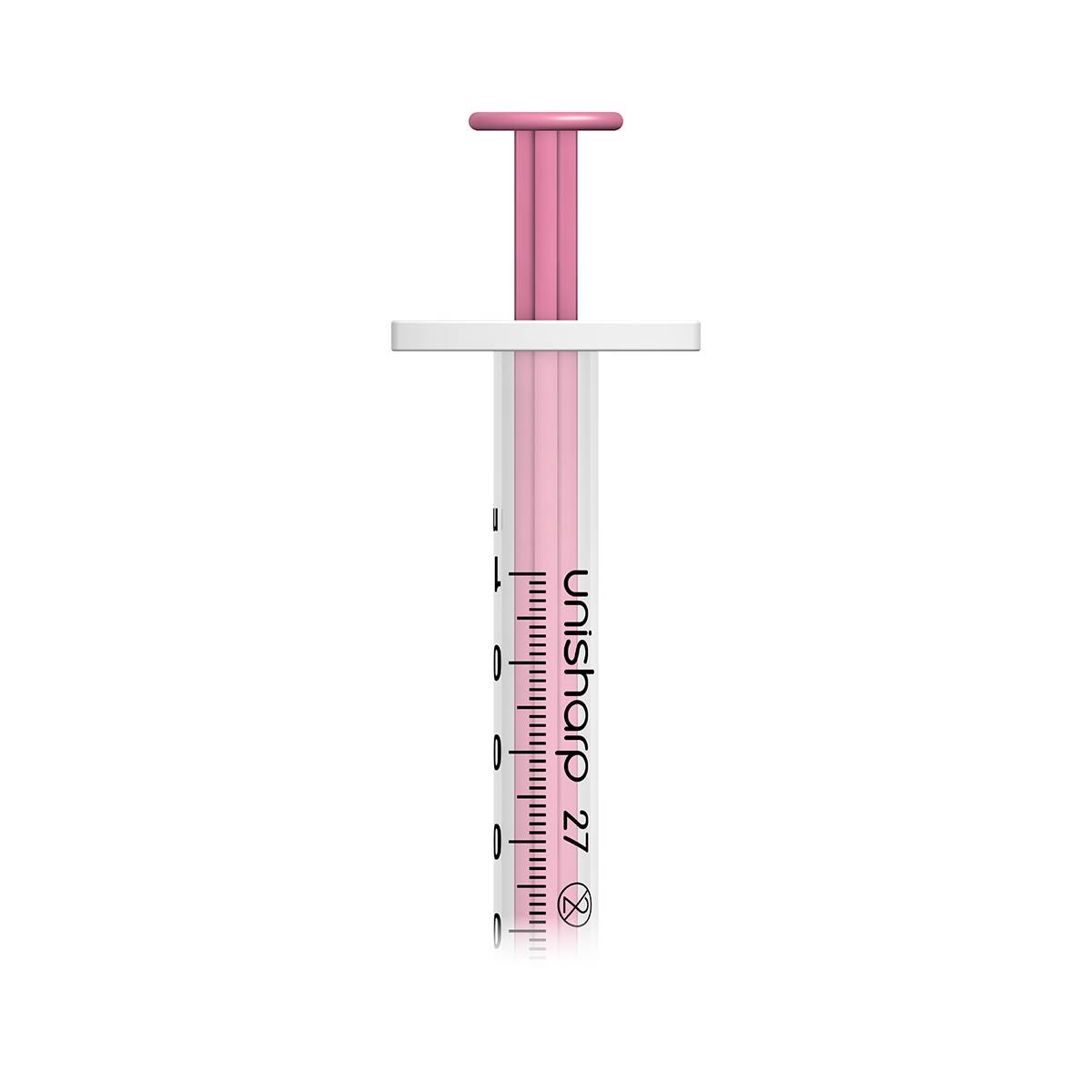 1 ml 0,5 inch 27 g roze Unisharp spuit en naald u100