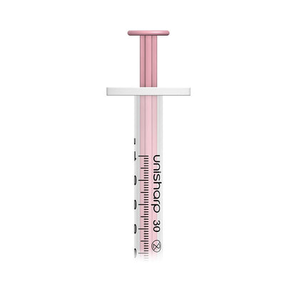 1 ml 0,5 inch 30 g roze Unisharp spuit en naald u100