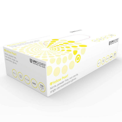 Unigloves Yellow Pearl Nitrile Gloves - UKMEDI